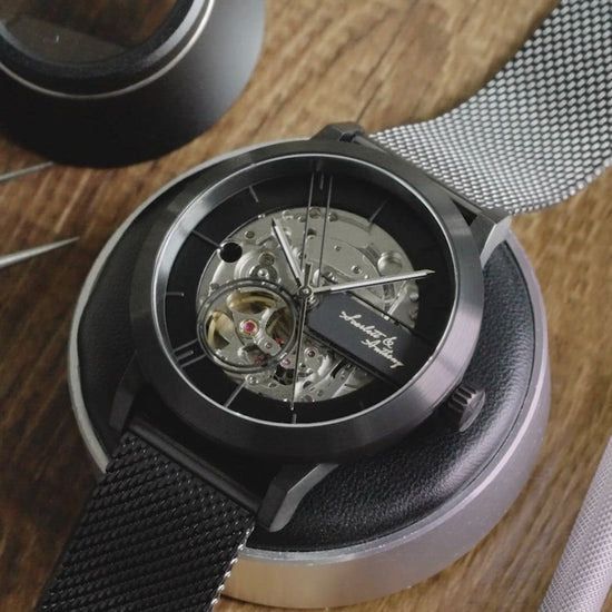 PVD black skeleton watch for women