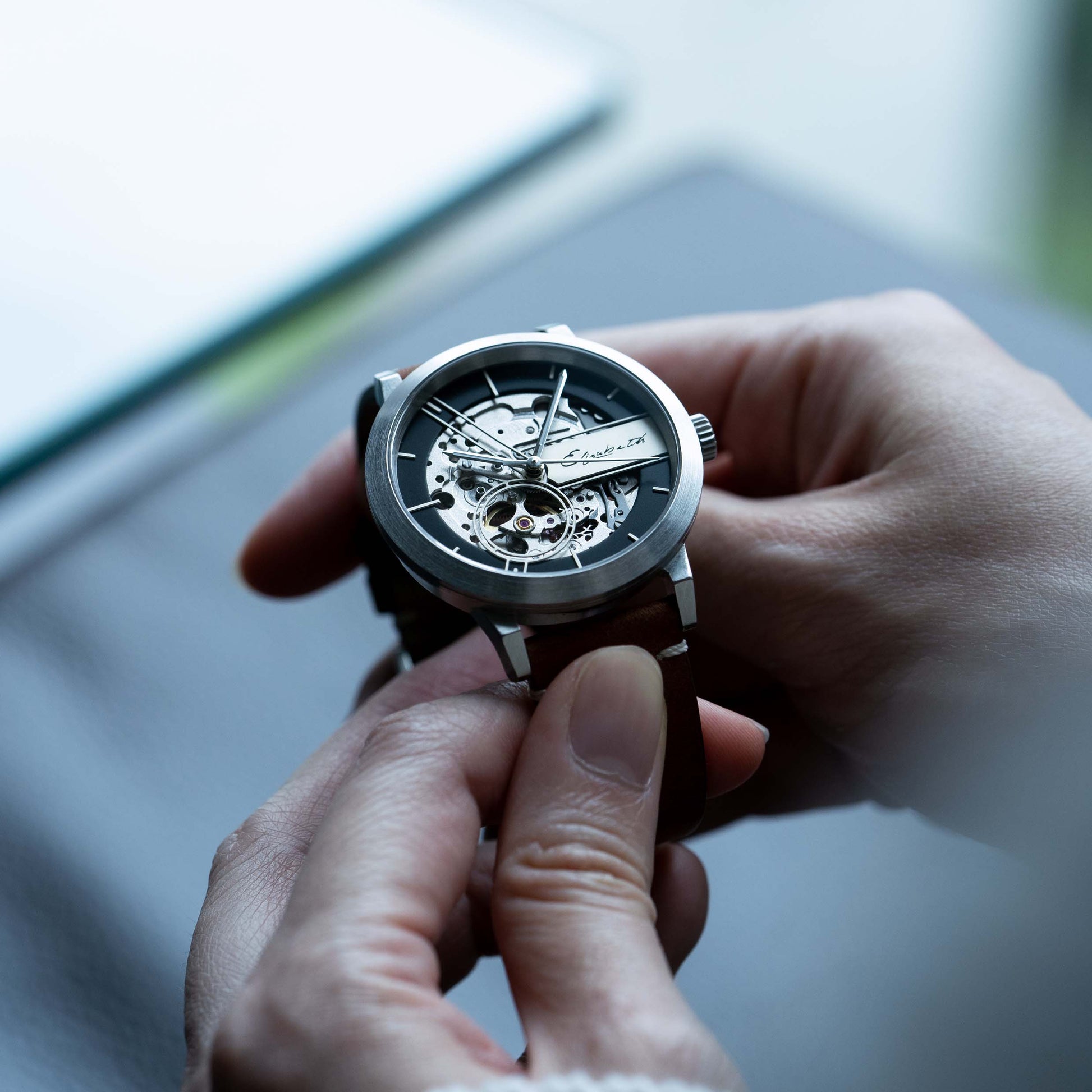 Ladies vintage skeleton mechanical watch