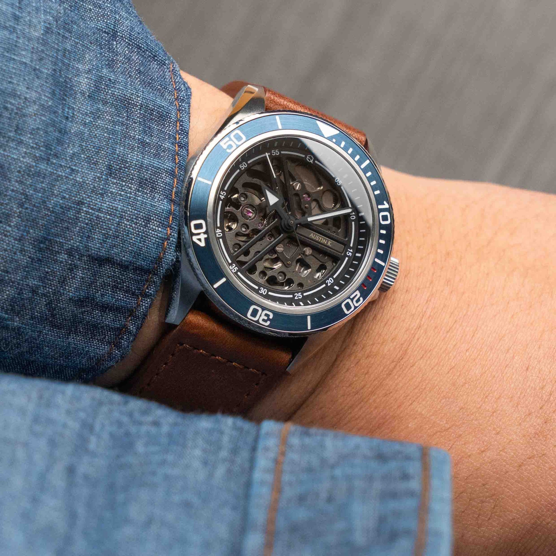 EONIQ dive watch (Skeleton dive watch) - custom watch with seiko movement and free name engraving - write shot 