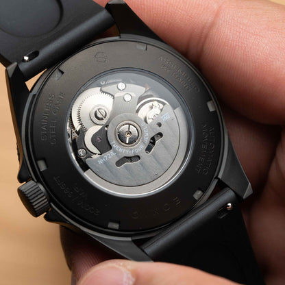 EONIQ dive watch (Skeleton dive watch) - custom watch with seiko movement and free name engraving - case back